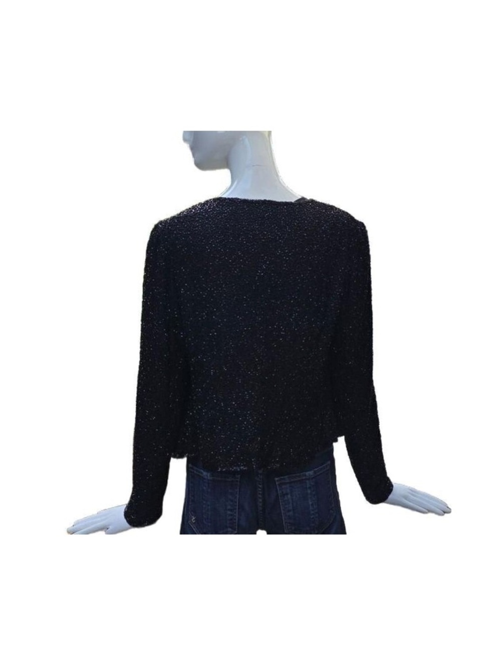 Holt Renfrew Vintage Heavily Beaded Black Silk Jacket Lined Small - Picture 2 of 10